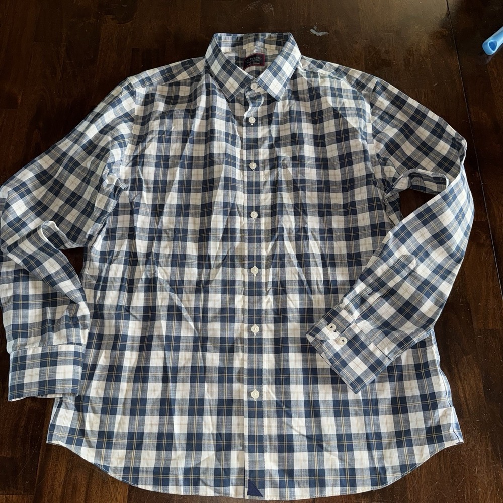 UNTUCKit Shirt Mens XL Slim Fit Wrinkle Free Blue Plaid